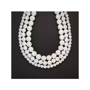 Kagyló fazettált golyó fehér 10mm– ékszerkészítő alapanyag (füzér) kép