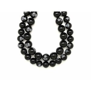 Onix golyó írásjellel 14mm– ékszerkészítő alapanyag (füzér) kép