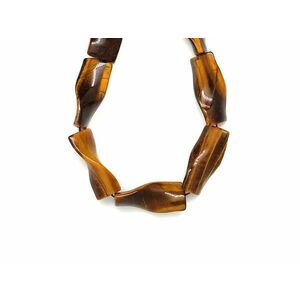 Tigrisszem csavart téglalap 16x37x7mm– ékszerkészítő alapanyag (füzér) kép