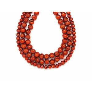 Bazalt hólyagos szinezett piros golyó 8-8, 5mm– ékszerkészítő alapanyag (füzér) kép