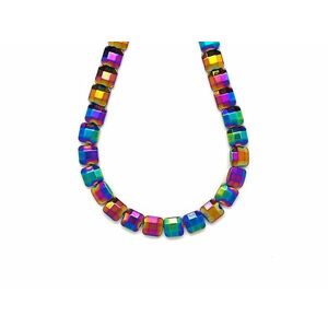 Hematit faz szinezett szivárvány négyzet 8mm– ékszerkészítő alapanyag (füzér) kép