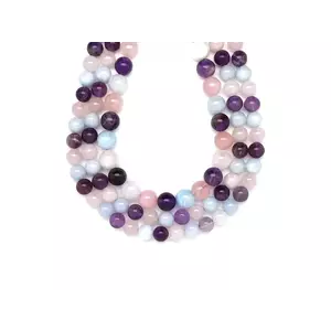 Multi Akvamarin Ametiszt Rózsakvarc golyó 6-7mm– ékszerkészítő alapanyag (füzér) kép
