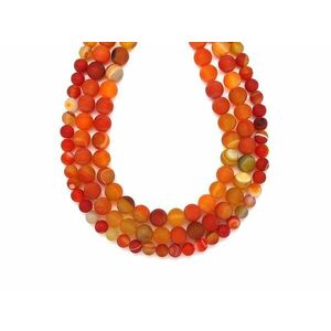 Achát matt szin vil narancs sávos golyó 8mm– ékszerkészítő alapanyag (füzér) kép