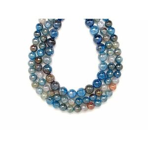 Achát fazettált aura szinezett kék golyó 10mm– ékszerkészítő alapanyag (füzér) kép