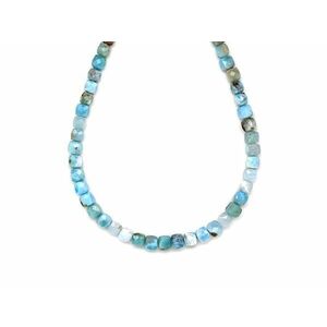 Larimár fazettált kocka 4x4mm– ékszerkészítő alapanyag (füzér) kép