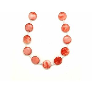 Kagyló szinezett piros kör 12-12, 5mm– ékszerkészítő alapanyag (füzér) kép