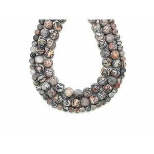 Silver leaf jáspis barnás matt golyó 10mm– ékszerkészítő alapanyag (füzér) kép