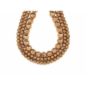 Bazalt hólyagos szinezett sötétarany golyó 10-11mm– ékszerkészítő alapanyag (füzér) kép