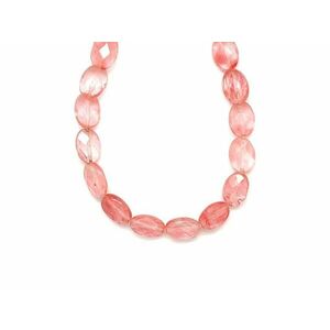 Üveg cloudy piros fazettált ovális 10x13-14mm– ékszerkészítő alapanyag (füzér) kép