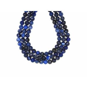 Szodalit négyszög fazettált golyó 8-9mm– ékszerkészítő alapanyag (füzér) kép