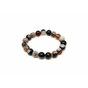 Achát szin. sötét barna sávos golyó karkötő 10mm kép