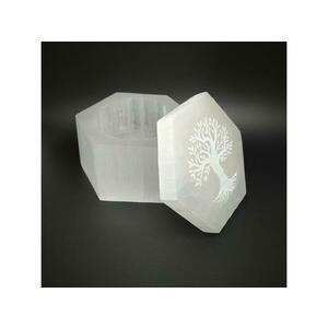 Szelenit doboz hatszög életfa fehér 6x8cm kép