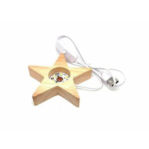 Lámpa fa talpas USB fehér csillag 10cm kép