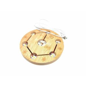 Lámpa fa talpas USB fehér kör 15cm kép