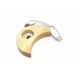 Lámpa fa talpas USB hold fehér 10cm kép