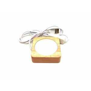 Lámpa fa talpas USB négyzet színváltós 8x8cm kép