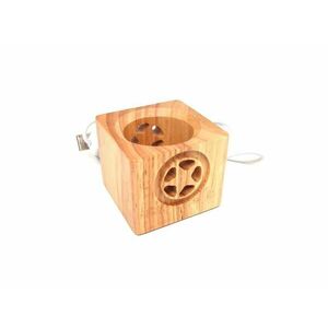Lámpa USB fa talpas kocka csillag fehér 6x6cm kép