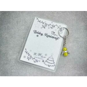 Boldog Karácsonyt sárga angyal medálos kulcstartó kép