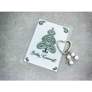 Boldog Karácsonyt kulcstartó tejkvarccal kép