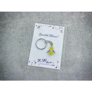 Szeretlek Mama sárga angyal medálos kulcstartó kép