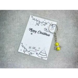 Merry Christmas sárga angyal medálos kulcstartó kép