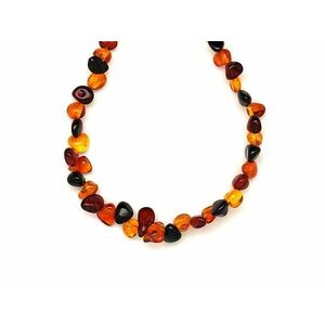 Borostyán kerek sötét vegyes splitter nyaklánc 55cm kép