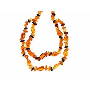 Borostyán dupla soros vegyes splitter nyaklánc 50cm kép