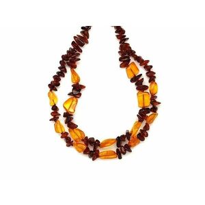 Borostyán dupla soros barna splitter nyaklánc 50cm kép