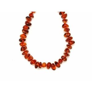 Borostyán kerek sötét barna splitter nyaklánc 45cm kép