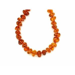 Borostyán kerekített barna splitter nyaklánc 45cm kép