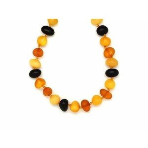 Borostyán kerekített matt vegyes nyaklánc 55cm kép