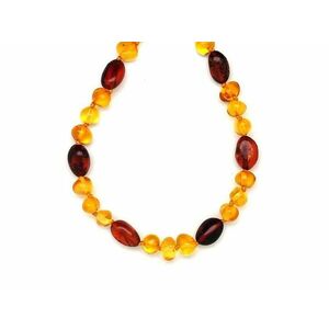 Borostyán sárga kerek barna pebble nyaklánc 45cm kép