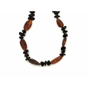 Borostyán sötét barna matt splitter nyaklánc 50cm kép