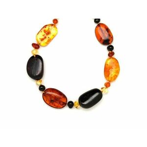 Borostyán pebble köztes 7-17x12-22mm nyaklánc 50cm kép