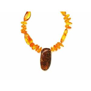 Borostyán medál pebble splitter nyaklánc 45cm kép
