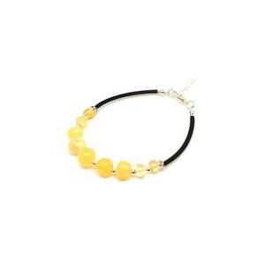 Borostyán kerekített sárga karkötő kép