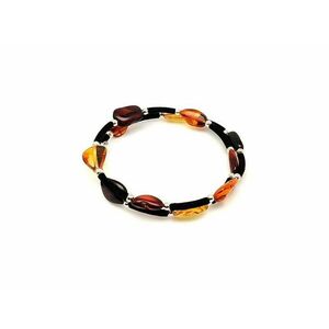 Borostyán memória drótos pebble karkötő 8-14mm kép