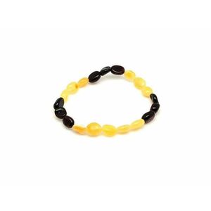 Borostyán sötét barna sárga pebble karkötő 7-9x5-7mm kép