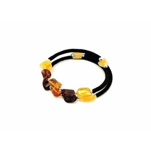 Borostyán memória drótos vegyes dobcsiszolat karkötő kép