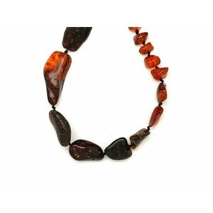 Borostyán sötétbarna dobcsiszolat splitter lánc 50cm kép