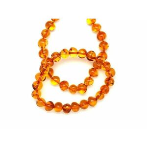 Borostyán nyaklánc sárga 45cm 8-9mm karkötő pár kép