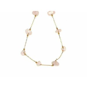 Rózsakvarc splitter nyaklánc arany színű acél láncon 40 cm kép