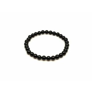 Obszidián fekete ásvány karkötő golyós 6mm kép