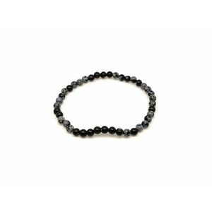 Obszidián hópehely ásvány karkötő golyós 4mm kép