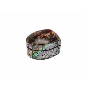 Ékszertartó doboz barna-fehér elegáns mini díszdoboz 5×4 cm kép