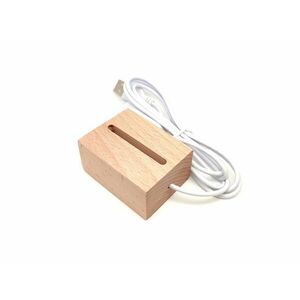 Fa talpas fehér LED világító talp ásványokhoz 4, 5x6 cm USB csatlakozással kép