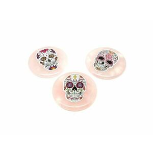 Rózsakvarc korong koponya matricás 5cm kép