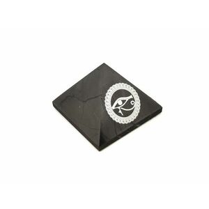 Shungit piramis Hórusz szeme ezüst matricás 6cm kép
