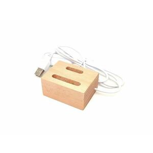 Fa talpas fehér LED Achát lap tartó lámpa 6x4, 5 cm USB csatlakozással kép