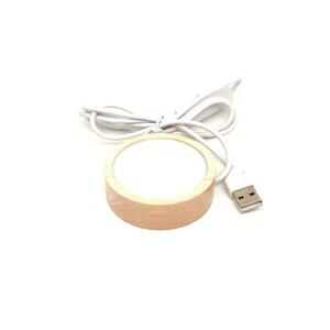 Fa kerek színváltós LED világító talp tejfehér 6 cm USB csatlakozással kép